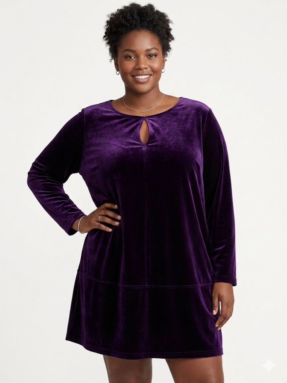 Lauren Ralph Lauren 2X Plus Purple Velvet Tunic Blouse Soft Stretch Long Top 32"